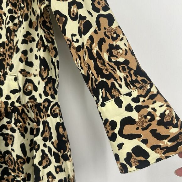 Giorgio Saint Angelo Womens Leopard Print Peplum Top Button Up Bubble Hem Size S - Picture 4 of 11